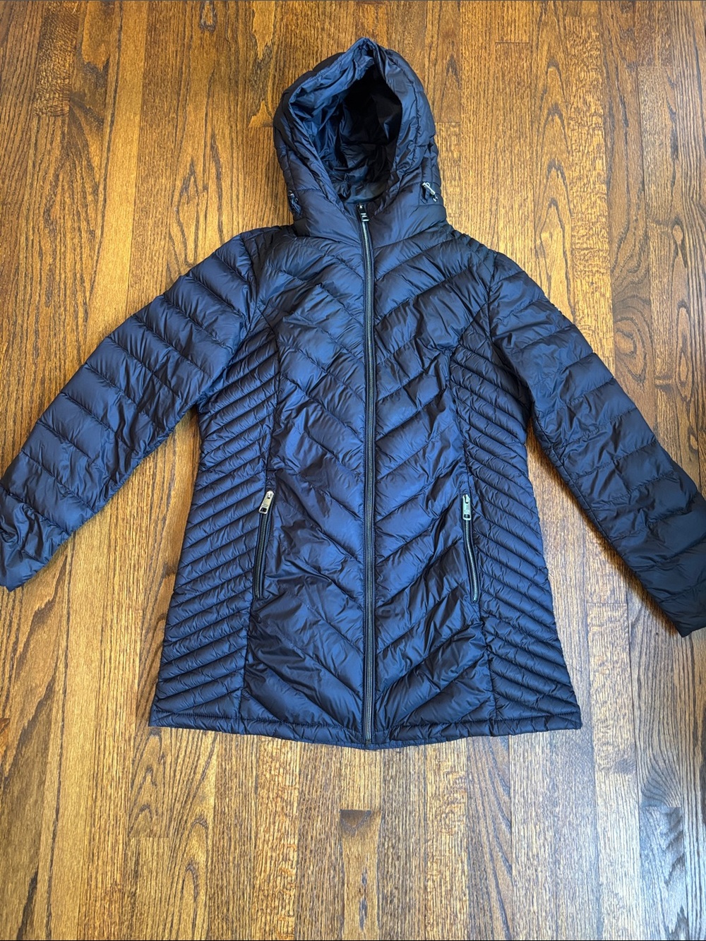 Women's Quilted Hooded Coat - Black